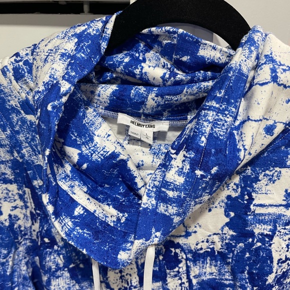 Helmut Lang size large blue and white turtleneck athletic sweater - Picture 2 of 2